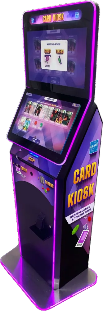 Card kiosk for redeeming cards and tokens