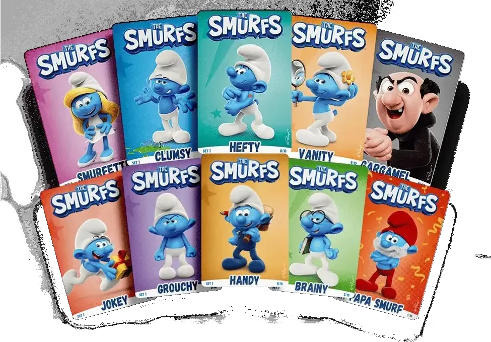 The Smurfs collectable cards: Smurfette, Clumsy, Hefty, Vanity, Gargamel and more